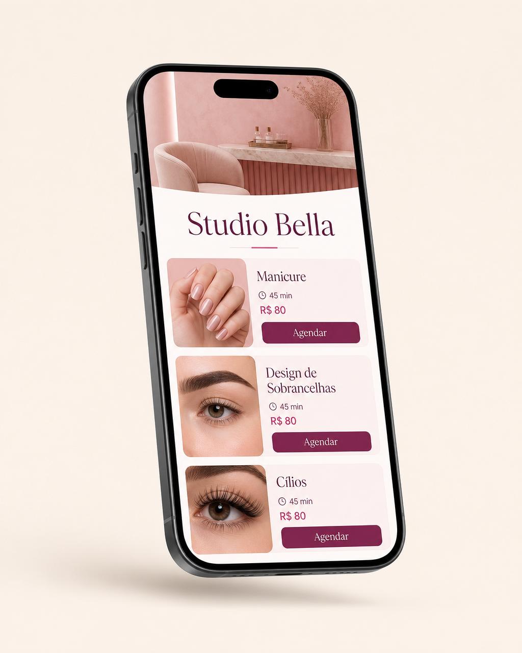 Momento Diva no celular — página de agendamento